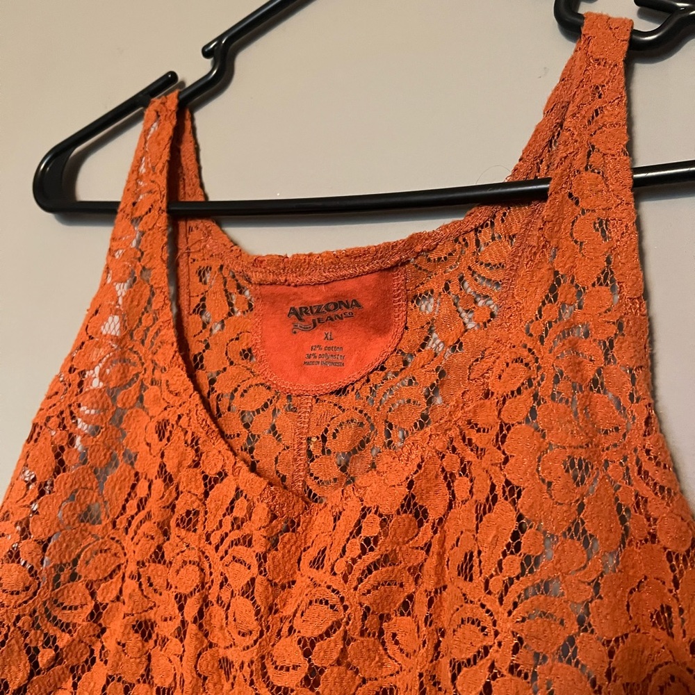 Deep-Orange Lace Top! 🤠